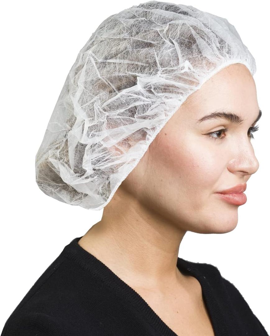 SAFEKO Unisex Polypropylene Bouffant Caps, 100 Count [WHITE | 21"]