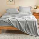 BEDELITE Flannel Sheets Queen Size Light Grey - Super Soft Fleece Sheets Set Fluffy Extra Plush, 4 Piece(Include Fitted Sheet, Flat Sheet, 2 Pillowcases)