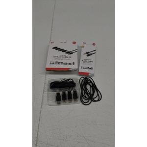 Pack of 2: 1) GE Universal USB 2.0 Adapter Kit, Compatible with All USB-compatible Devices, Black; 2) GE 3.5mm Auxiliary Extension Audio Cable - Black, 6 ft 