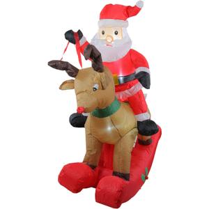 Lighted Inflatable Rocking Reindeer and Santa Outdoor Christmas Decoration - 4.75'