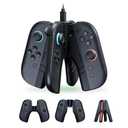NexiGo Enhanced Charging Grip for Nintendo Switch 2, 4-in-1 Charging Dock for Joy-Pads with LED Indicator, Handheld Mode, Play While Charging, Portable Charger Comfort Grip for Switch 2