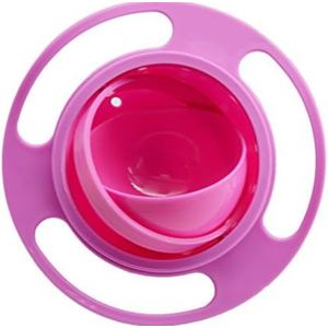 Pack of 2 Ztl Gyro Bowl 360 Dgree Rotation Spill Resistant Gyroscopic Bowl with Lid, Rose Red 