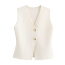 FindThy Women’s Cropped Knit Vest V Neck Button Up Solid Color Sleeveless Gilet Tank Tops, Small