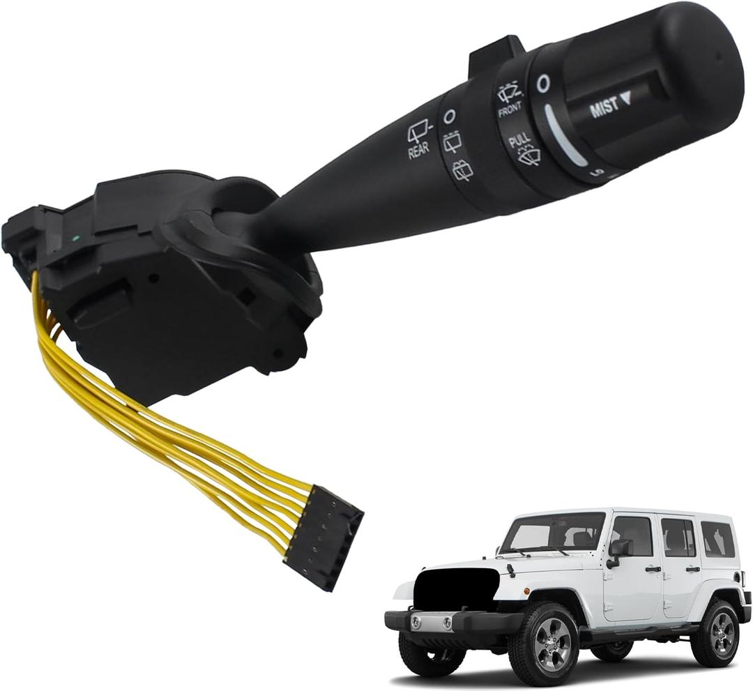Multi-Function Windshield Wiper Switch Compatible with 2006-2018 Chrysler PT Cruiser Jeep Wrangler Patriot Liberty Commander Grand Cherokee Dodge Nitro Caliber Journey Replaces WP409