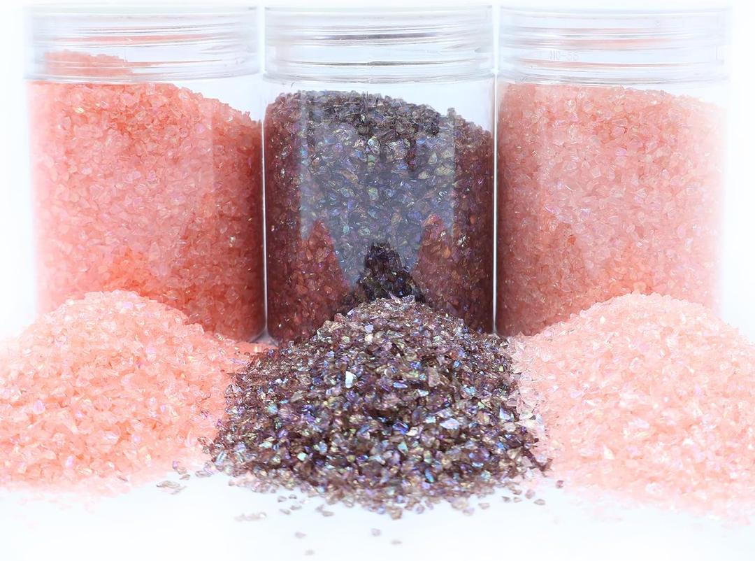 TWINKLING High Luster Crushed Glass, Broken Glass Glitter Pieces Set of 3, Shattered Glass Gems Chips for Resin Art DIY Epoxy Crafts, Nail Art, Geode Painting, Jewelry Making, 2-4mm, 1LB (Orange)