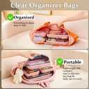 4 pcs Clear Zipper Pouches,Hard Shell Zipper Case, Toiletry Bag for Travel, CLear Diaper Bag, Toiletry Pouch, Travel Organizer, Cosmetic Bag,Toy Storage Bins (M+3S) (Light Pink)