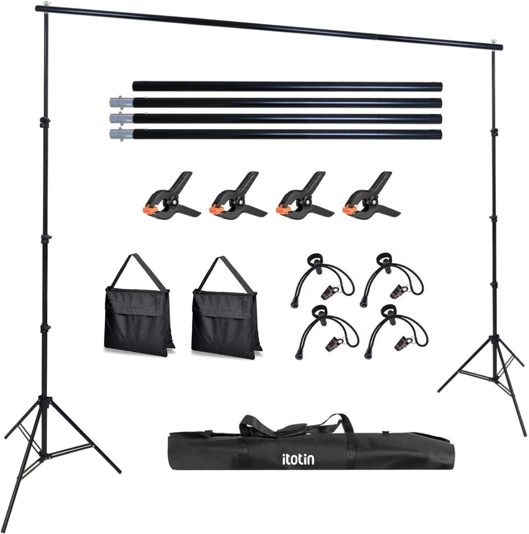 Photo Backdrop Stand, 10x9ft(WxH) Adjustable Photography Backdrop Stand, Aluminum Alloy Studio Photo Background Stand Support System for Party, Wedding, Photography, Advertising Display