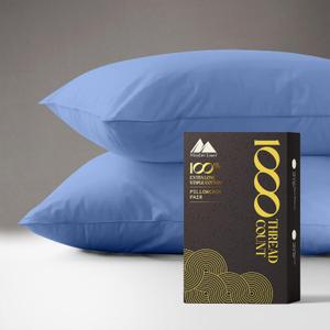 MAYFAIR LINEN 100% Egyptian Cotton Pillow Cases - 1000 Thread Count Pillow Cases Queen/Standard Size Set of 2, Soft, Breathable Extra Long Staple Sateen Weave Cotton Pillow Cover for Bed - Deep Blue