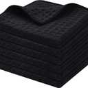 Homaxy Premium Microfiber Waffle Weave Kitchen Dish Cloths, 12 x 12 Inch Ultra Absorbent and Solid Color Dish Towels for Kitchen Fast Drying Dishcloth for Washing Dishes, 6 Pack, Black