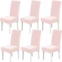 Soft Velvet Dining Chair Covers for Dining Room Set of 6 Pack Velvet Slipcovers Chairs Cover Stretch Slipcover, Pink