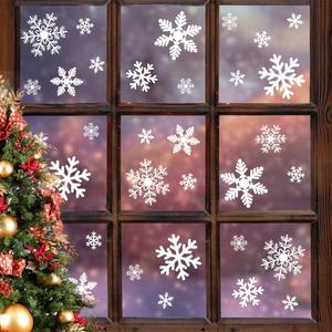 LUDILO 135Pcs Christmas Window Clings Snowflakes Window Decals Static Window Stickers for Christmas Decorations Windows Dcor Ornaments Xmas Party Supplies Thanksgiving Party Dcor