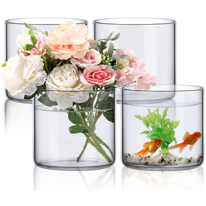 4 Pcs Glass Cylinder Vase Bulk Tall Floating Candle Holders Centerpieces Vases Clear Flower Vase for Table Centerpieces Home Wedding Party Event Office Decorations (6 x 6 Inch)