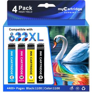 myCartridge SUPRINT Remanufactured Replacement for Epson 822XL Ink Cartridge Combo Pack for Epson 822 XL High Yield use with Workforce Pro WF-3820 WF-3823 WF-4820 WF-4830 Printer Latest Chip (4 Pack)