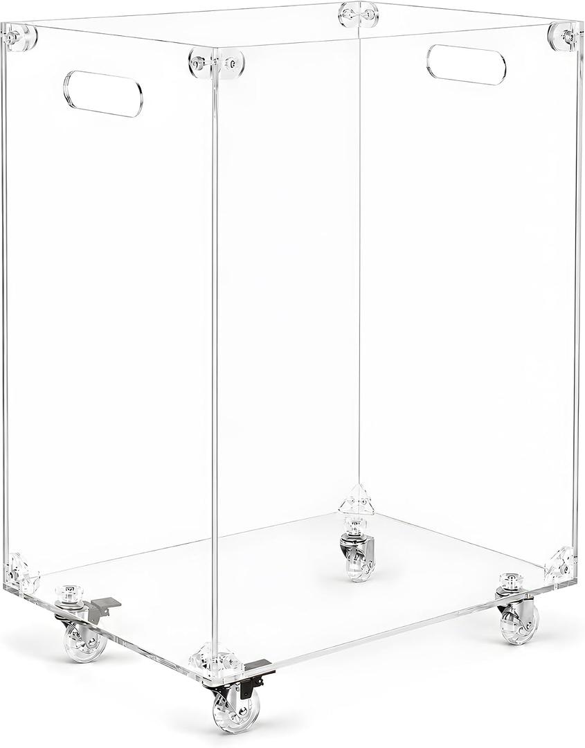Acrylic Clear Laundry Hamper with Wheels Rolling Laundry Basket with Handle, 110L