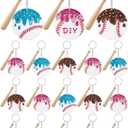 Taiyin 18 Sets Baseball Softball Acrylic Keychain Bulk DIY Ball Bag Tag Sports Party Favors Mini Ball Charms for Team Gifts(Ice Cream Dripping,Baseball)