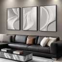 Large Framed Modern Abstract Wall Art, 3 Piece Minimalist Bright Style Prints Paintings Artwork for Walls, Silver Gray Contemporary Luxury Pictures for Living Room Hallway Office Wall Decor Total 30x60 In