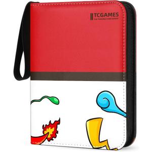 Card Binder 4-Pocket, 440 Pockets Card Album Holder with 55 Sleeves Red Card Binder 4-Pocket, 440 Pockets Card Album Holder with 55 Sleeves Red