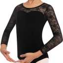 Girls Lace Cap Sleeve Dance Leotard for Ballet, Toddler Big Little Girls Gymnastics Dancewear (7-8 Years)