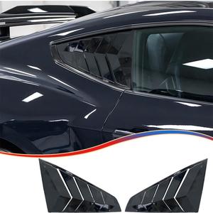 Window Louver 2Pcs Side Vent Window Louvers for Ford Mustang 2024 2025, ABS Print Sport Window Decorative Covers, Exterior Trim Accessories - Bright Black