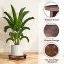 3-Pack Plant Stand Indoor, Wood Round Pedestal Riser 6.69/8.66/10.23" Solid Wooden Plant Stool & Pot Holder, Decorative Display for Living Room, Bathroom, Kitchen & Home Decor (Dark Brown)