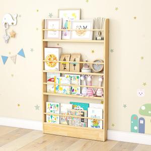 4 Tier Behind The Door Bookshelf, Space Saving Behind The Door Bookcase Wooden Kids Book Shelf for Bedroom Living Room Study White (120 * 70-Wood)