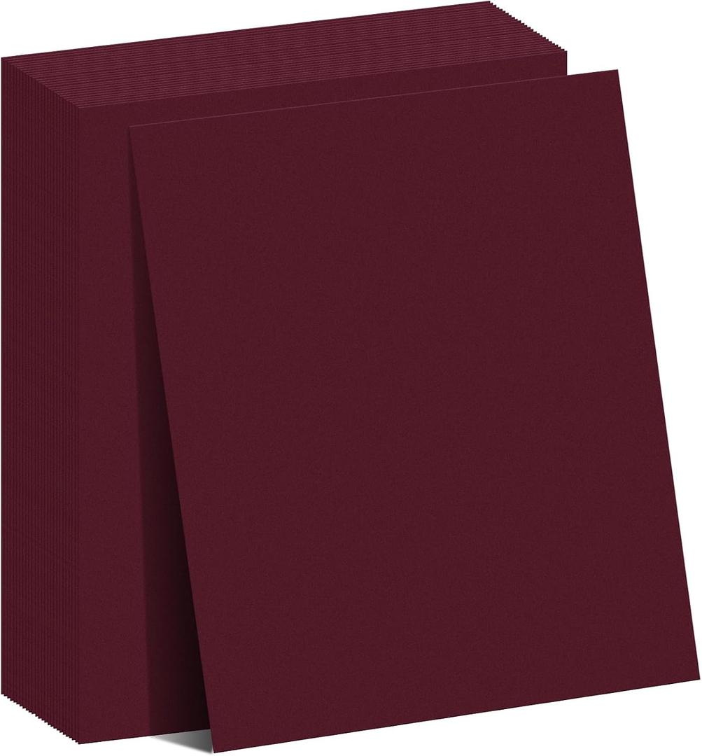 Gersoniel 100 Sheets Burgundy Cardstock Scrapbook Paper 8.5" x 11" 230gsm Cardstock Solid Core Printer Paper for DIY Projects, Scrapbook Supplies, Invitations, Business Cards, Office Home