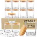 SUPMIND 12 Pack Glass Candle Jars-10oz Clear Empty Candle Jars with Bamboo Lids and Sticky Labels, Bulk Candle Jars for Making Candles Containers - Dishwasher Safe