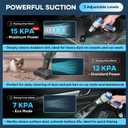 SakerPlus Mini Vacuum Cleaner, 3 in 1 Car Vacuum Cleaner High Power, 15000PA Powerful Suction, Air Duster, 7500mAh, Adjustable Small Vaccum Portable Cordless for Cars,Desktop,Home- Light Blue