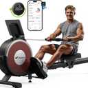 MERACH Rowing Machines for Home, Magnetic Rowing Machine with 16 Levels, Rower Machine of Quiet Resistance, Dual Slide Rail with Max 350lbs Weight Capacity, App Compatible