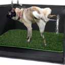 MABOZOO Dog Pee Pad Holder with Artificial Grass, 25 * 21 * 15.7 in Foldable Indoor Dog Potty Tray with Hemmed Edge, No Spill Pee Pad Holder Tray Puppy Litter Box for Dogs (Medium)