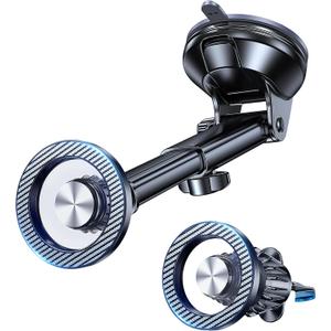 Coolpow for MagSafe Car Mount【Windshield+Vent+Dash】Magnetic Phone Holder for Car Phone Holder Mount Cell Phone Holders for Your Car Accessories Suction Phone Mount for Car Truck Stand for iPhone 17 16