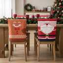 Boao 6 Pcs Christmas Themed Chair Covers Xmas Chair Decorations Christmas Slipcovers for Xmas Party Dining Home Decor