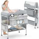 Portable Baby Changing Table, Foldable Changing Table Dresser Baby Changing Station, Height Adjustable Waterproof Diaper Changing Table Pad Topper, Newborn Nursery Organizer
