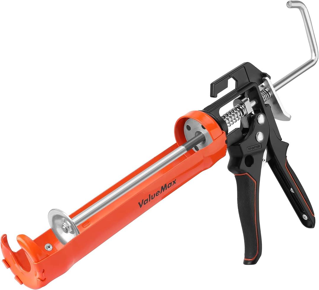 ValueMax Caulk Gun, 9 Inch Silicone Sealant Caulking Gun for Caulking/Filling/Sealing, Trigger Comfort Grip and Iron Smooth Rod, Ideal for Tiles, Window Joints, 8:1 Thrust Ratio