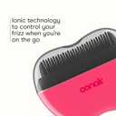 Conair Cordless Heated Brush, Portable Ceramic Ionic Smoothing Brush for Frizz Control & Shine, Rechargeable, 2 Heat Settings, Travel-Friendly Styling Tool with Protective Cover, Hot Pink & Black