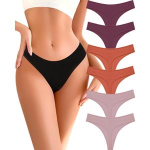 Cotton Underwear for Women Pack Breathable Thongs for Women Sexy Stretch Soft Womens Panties Thong (Large)