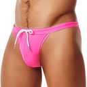MIZOK Men's Sexy Low Rise Swimsuits Bikini Swimming Briefs Swimwear with Adjustable Drawstring XXL