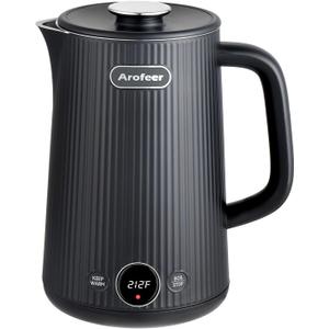 Arofeer 1.7L(57oz) Large Electric Kettle Temperature Control, 7+Cups Electric Tea Kettle for Coffee&Tea, 2 quarts Big Hot Water Kettle Electric with,1200W,Keep Warm-Black