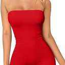 OQQ Womens Tube Rompers Summer Strapless Basic Sleeveless Ruched Stretch Classic-Fit Sexy Rompers 2025 S