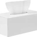 HBlife Acrylic Tissue Box Cover & Holder with Magnetic Bottom, Multi-Functional Dryer Sheet & Mask Organizer for Bathroom, Car, Office - White Rectangle, 9.84 x 5.02 x 3.54 Inches