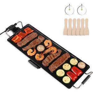 30-Inch Electric Griddle & Teppanyaki Grill, 1400W Large Non-Stick Surface, Intelligent Temperature Control, Easy to Clean. Indoor/Outdoor Use for Pancakes, BBQ, Camping & Gatherings