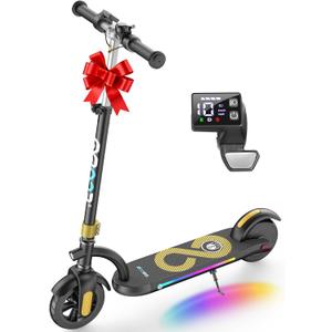 Gyroor H40 Kids Electric Scooter, 180W Motor, Up to 10 MPH, LED Display & Colorful Lights, Adjustable Height, for Boys & Girls Ages 8-12, Great Birthday Gift (Gold)