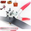 Tytroy 9" Heavy Duty Leather Hole Punch Tool with 6 Sizes (1.5-5mm), 6" Ruler, and Grinding Rod for Belts, Handbags, Watch Straps, Shoes, Plastic Sheets, and DIY Crafting