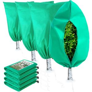 Homimp Plant Covers Freeze Protection, 4 Pack Frost Covers with Zipper Drawstring (23.6" x 31.5") Plant Protection Cover Bags for Outdoor Winter Frost Cold Weather Shrubs Trees Jacket Covers (Green)