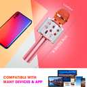 BlueFire 4 in 1 Karaoke Wireless Microphone with LED Lights, Portable Microphone for Kids, Great Gifts Toys for Kids, Girls, Boys and Adults (Pink)