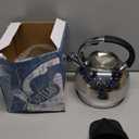 SUSTEAS Stove Top Whistling Tea Kettle - Food Grade Stainless Steel Teakettle Teapot with Cool Touch Ergonomic Handle, With 1 Silicone Pinch Mitt Included,2.64 Quart(SILVER)