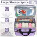 Anitor Large Crochet Bag Knitting Bag Yarn Storage Tote, Yarn Bag with Clear Top Lid, Unfinished Project Compartment, 6 Yarn Holes. Holds Knitting Needles, Crochet Hooks, Yarn, Purple, (Bag Only)