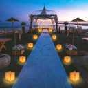 10 Pack 6" Star Shaped Floating Lanterns with Waterproof Wooden Base Sets, Paper Water Lanterns Decoration with LED Tealight Candle (10Sets Lanterns+Candles)