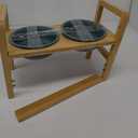 Adjustable Raised Double Dog Bowls with Wooden Stand, 3 Heights Elevated S