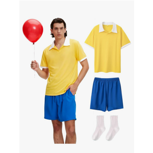 Men's Yellow Shirt Blue Shorts Full Outfit Costume Adult Cosplay Large